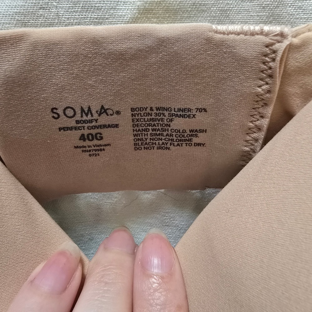 Soma Bodify Perfect Coverage Bra Full Cup Wired Comfort 40G Nude Beige - Picture 3 of 8